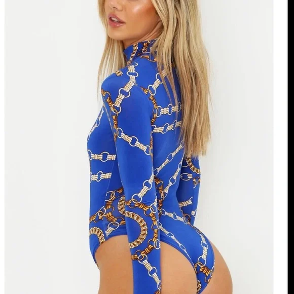 Boohoo Chain Print Bodysuit - Picture 8 of 9